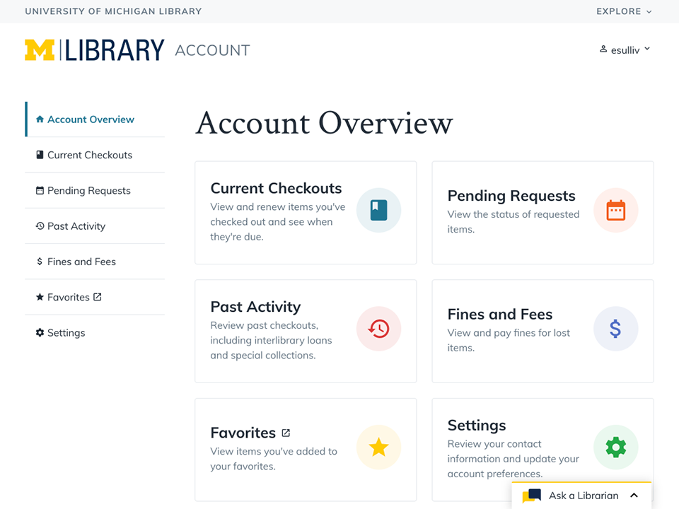 Library Account Overview Screenshot